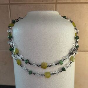 Silpada Jade and Crystal Necklace with Toggle Clasp. Like New!